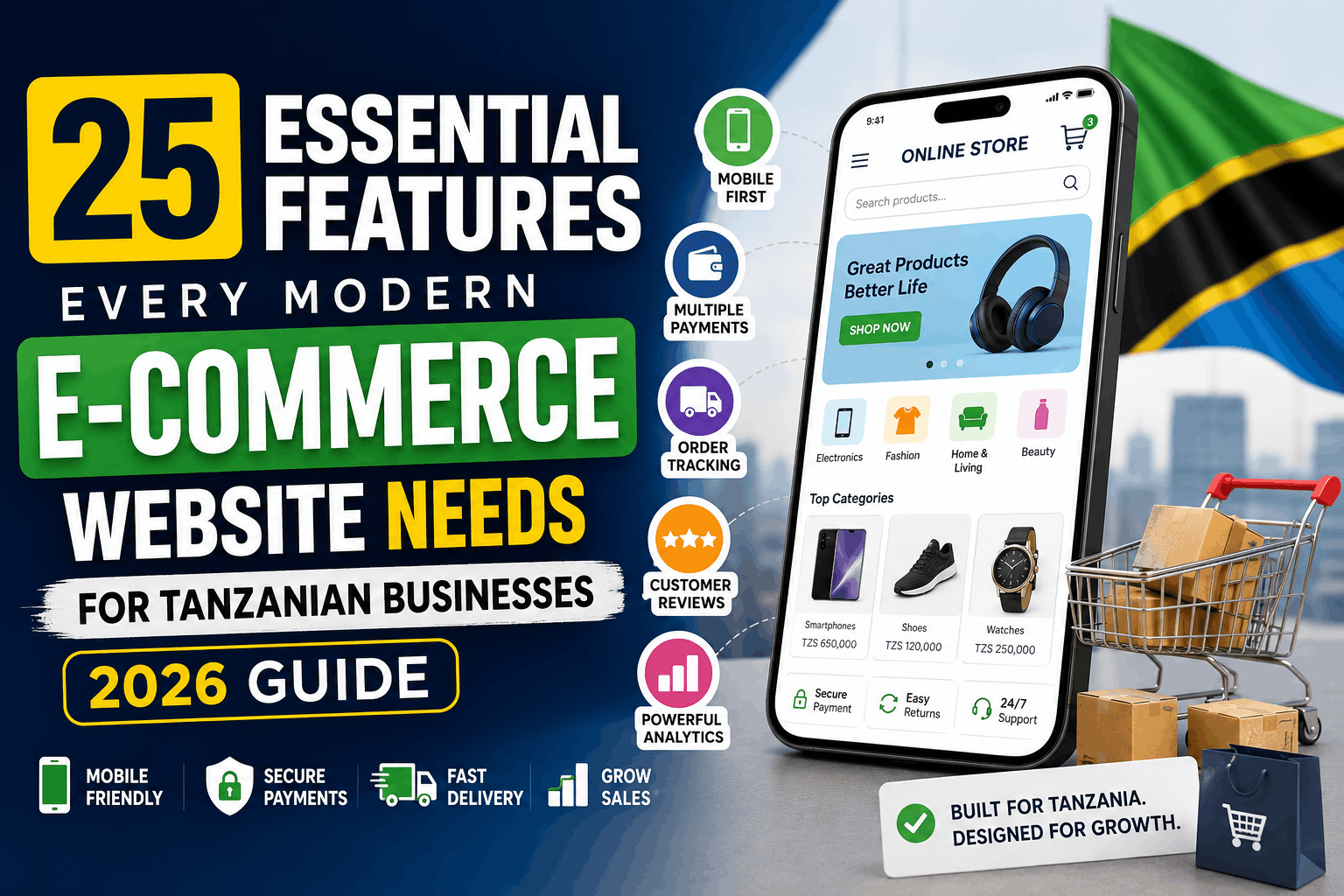 25 Essential Features Every Modern E-commerce Website Needs for Tanzanian Businesses (2026 Guide)